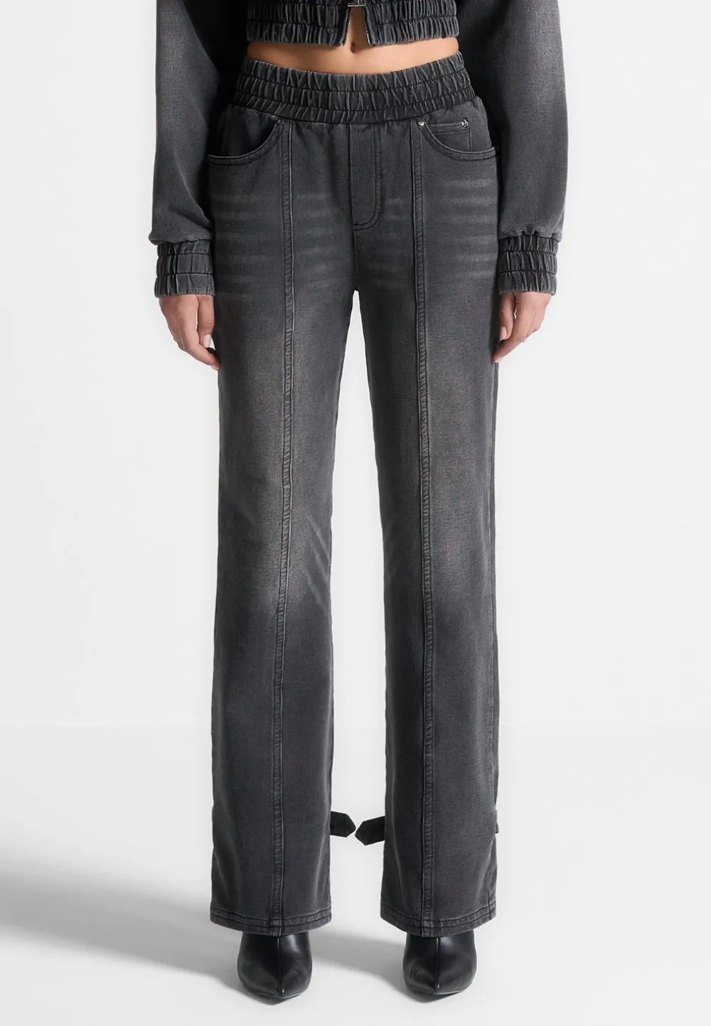 Washed Denim Jersey Joggers