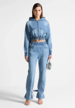 Washed Denim Jersey Joggers