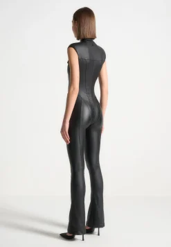 Wax Coated Denim Jumpsuit