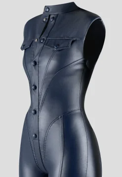 Wax Coated Denim Jumpsuit