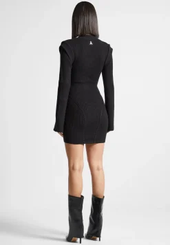 Wide Shoulder Knitted Contour Mini Dress