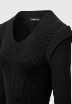 Wide Shoulder Knitted Contour Mini Dress