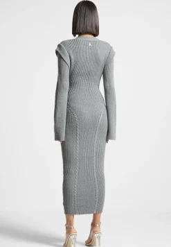 Wide Shoulder Knitted Midaxi Dress