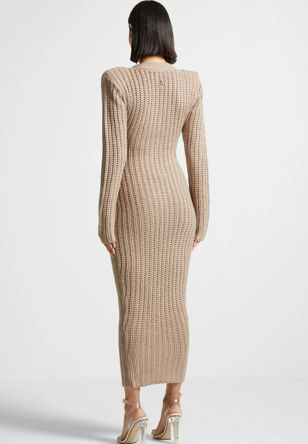 Wide Shoulder Knitted Midaxi Dress