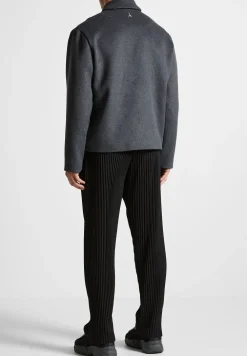 Wool Blend Boxy Jacket With Pleat