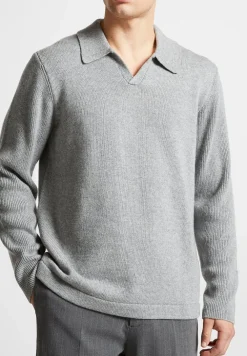 Wool Blend Knit Revere Long Sleeve Jumper