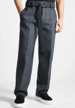 Wool Blend Marl Belted Trousers