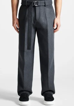 Wool Blend Marl Belted Trousers