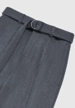 Wool Blend Marl Belted Trousers