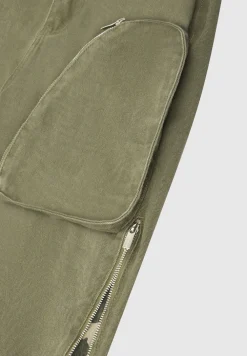 Zip Detail Denim Cargo Pants