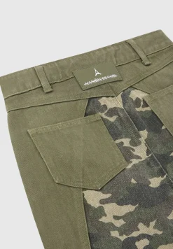 Zip Detail Denim Cargo Pants