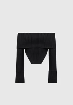 Zip Detail Knit Bandeau Top