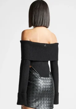 Zip Detail Knit Bandeau Top