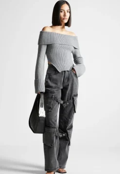 Zip Detail Knit Bandeau Top