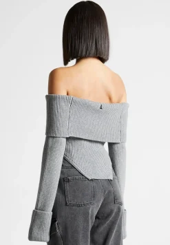 Zip Detail Knit Bandeau Top