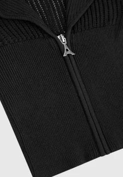 Zip Front Knitted Crop Top